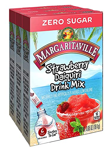 Margaritaville Singles To Go Water Drink Mix - Strawberry Daiquiri, 6 Count (Pack of 3)