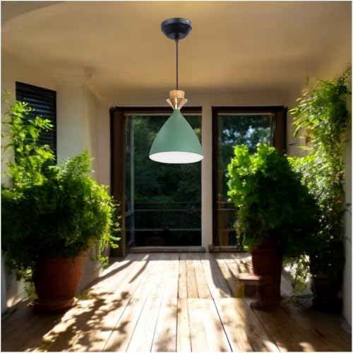 Image of aluminium Hanging Bell Shade Light, Green, Bulb Not Included, Pack of 3