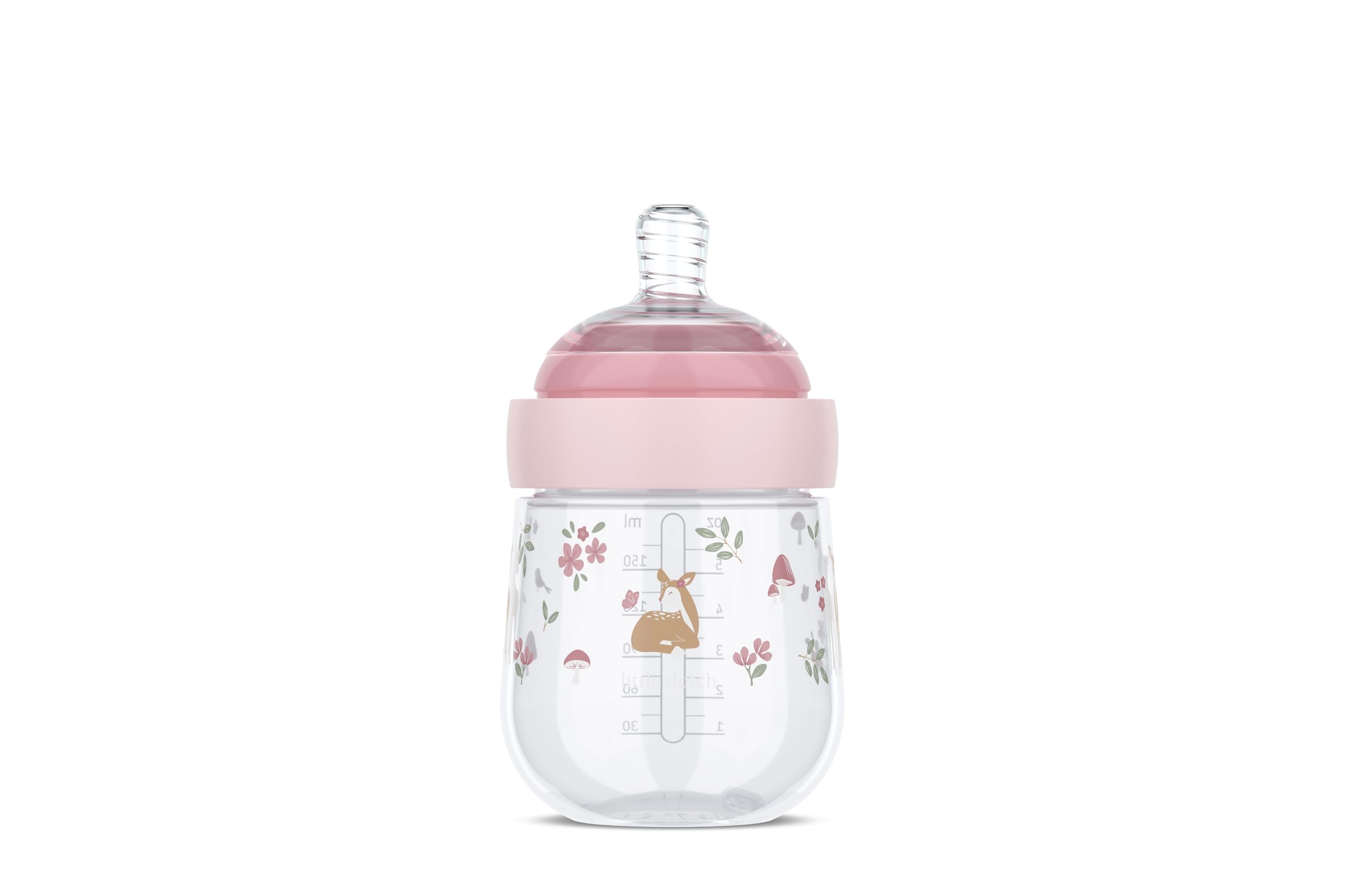 Mepal - Baby Bottle Mio Little Dutch - Transparent Cap for Storage - Anti-colic Baby Bottles - Spiral Design prevents Blocked Teat - Medical Grade Silicone - 165 ml - Fairy Garden