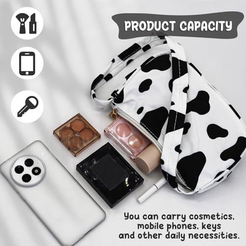 Shoulder Bag for Women, Nylon Small Crescent Bag with Cow Pattern or Zebra Stripes, Women's Shoulder Handbags4