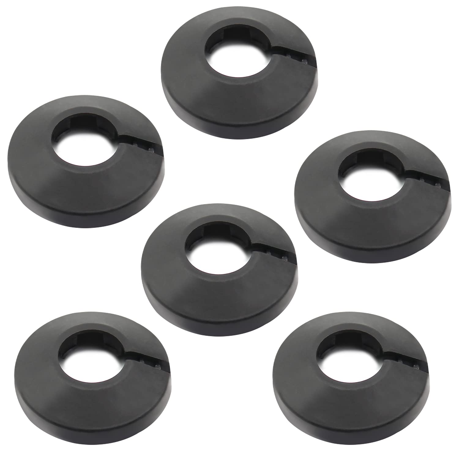 MroMax Fit 0.79" Outer Diameter Flange Water Pipe Cover Decoration Black Pipe Cover Radiator PP Plastic 20mm Escutcheon Collar for Wall Pipe Tube Decoration 6Pcs