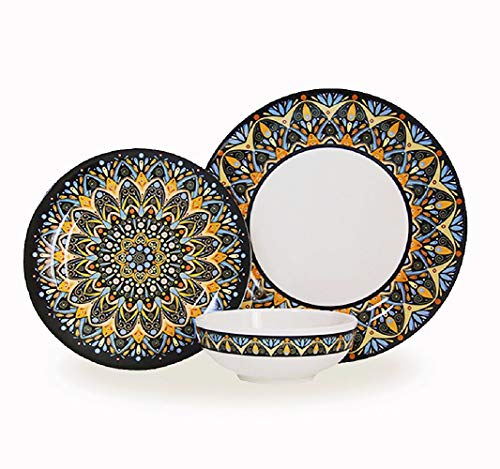 Bowla 12-Piece Melamine Dinnerware Set - Service For 4 (India Style) #TOP2