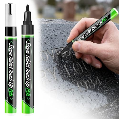Black Tombstone Marker Pen, Weatherproof Quick Drying Paint Marker for Restoring Faded Grave Inscriptions for Gravestone Lettering and Memorial Inscriptions, 1 Pack