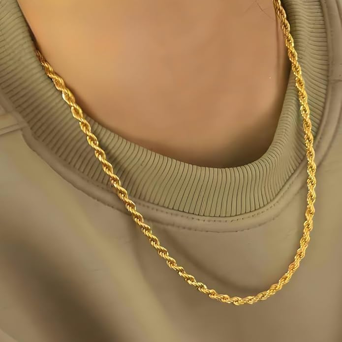 14K Solid Yellow Gold Rope Chain Necklace, 1.5mm,2.0mm,3.0mm,4.0mm with Diamond-Cut Accents, Unisex Gift (Available in 16-36 Inch Lengths) - Image 5