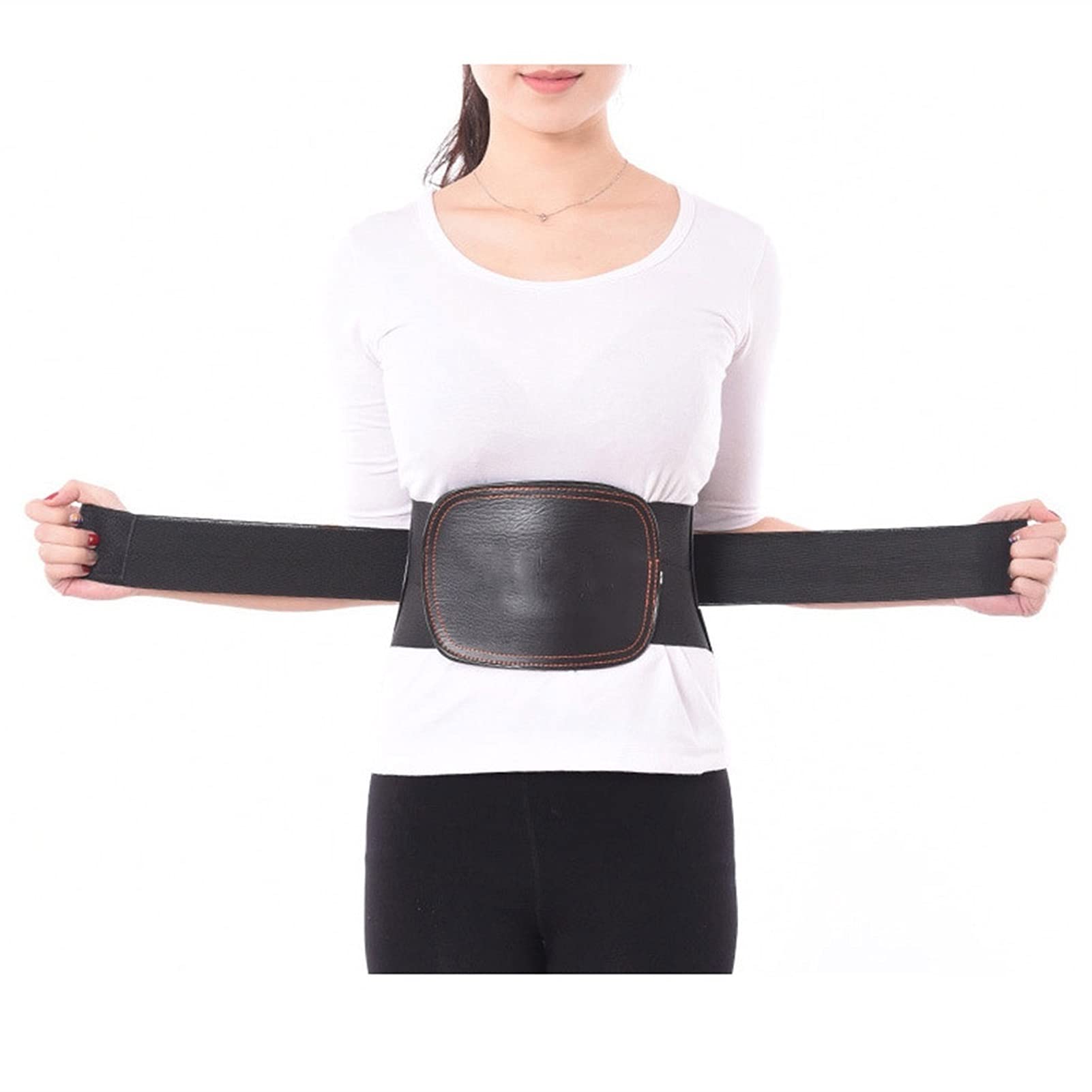Supporto per la Schiena in Pelle per Uomo e Donna, Cintura Decorativa, Traspirante, con Cuscinetto Lombare, Sollievo dal Mal di Schiena, Supporto per ernia del Disco