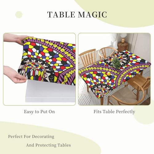 Nappe rectangulaire bohème colorée élastique contre le vent table - 5