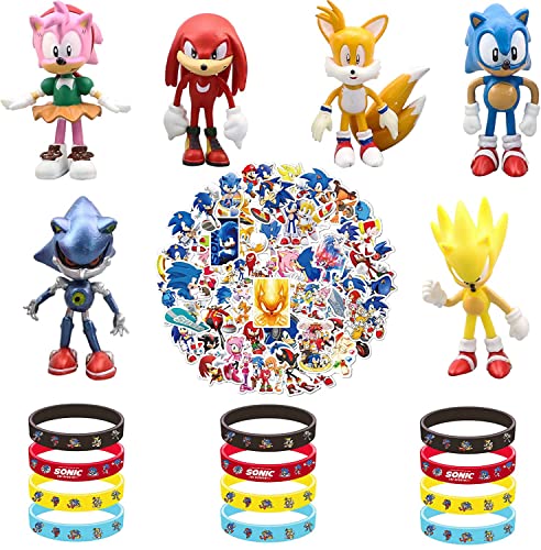 Sonic Topper de Tarta Sonic Cake Topper Decoración de Pastel Figuras Hedgehog Toppers para Tartas...