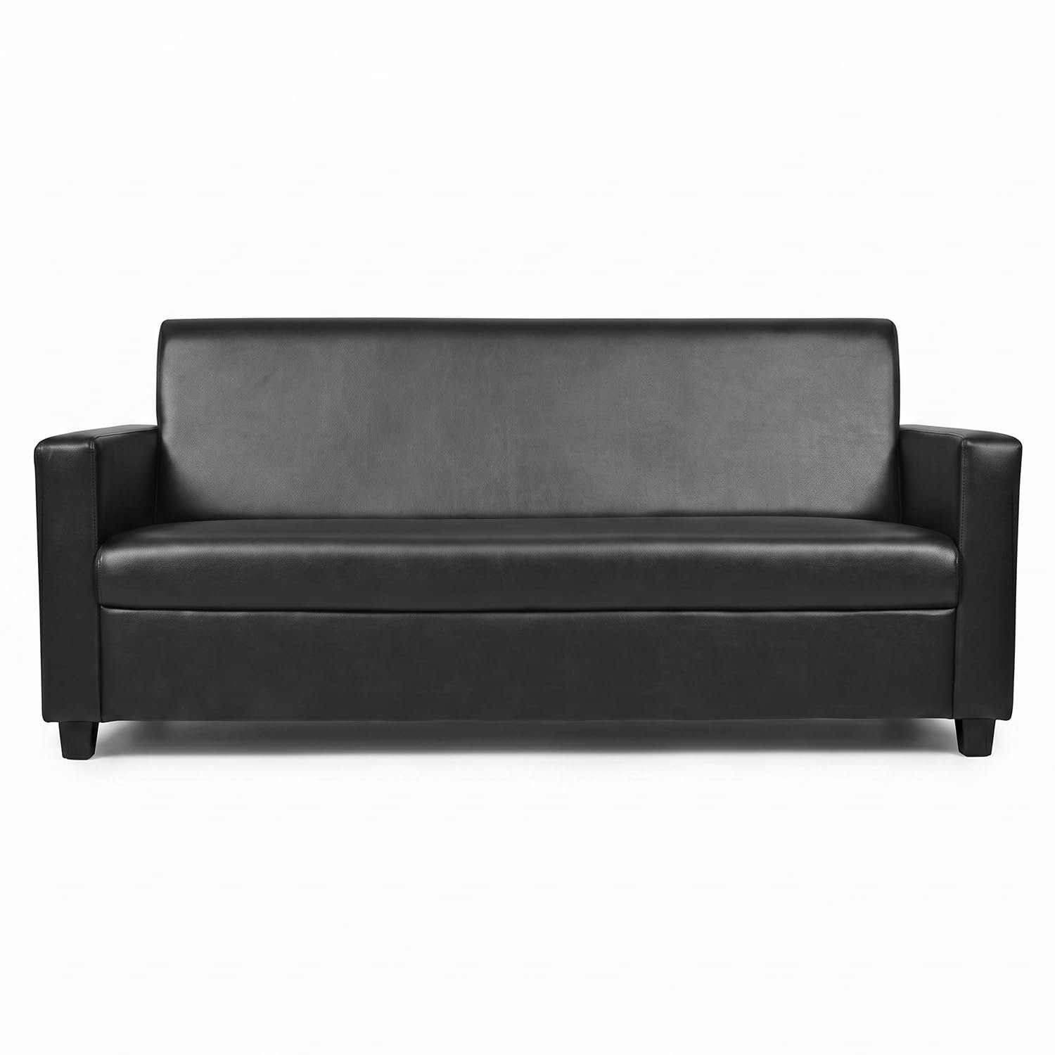 SleepArt Leatherette 3 Seater Sofa for Living Room | Symmetrical Design, Compact Budget Sofa, Comfortable Cushion Seating | DIY Assembly for Home & Office (Black)-image-18