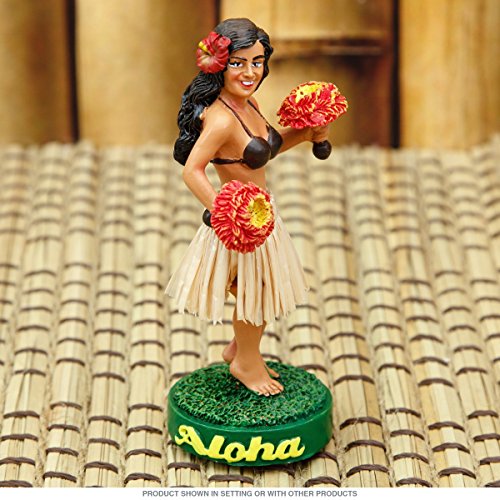 Hawaiian Hula Girl with Uli Uli Mini Dashboard Doll