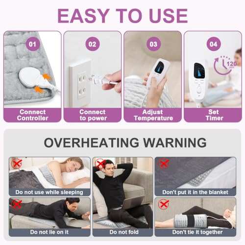 Image of Heating Pad,Electric Heating Pads,Heating Pad for Back,Gray,24x20 Inch