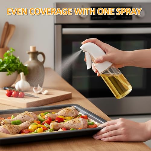 Oil Sprayer for Cooking, 180ML Glass Olive Oil Sprayer Mister, Canola Vinegar Spray Mister for Kitchen, Spray Bottle for Air Fryer, Baking, BBQ, Salad - Image 3