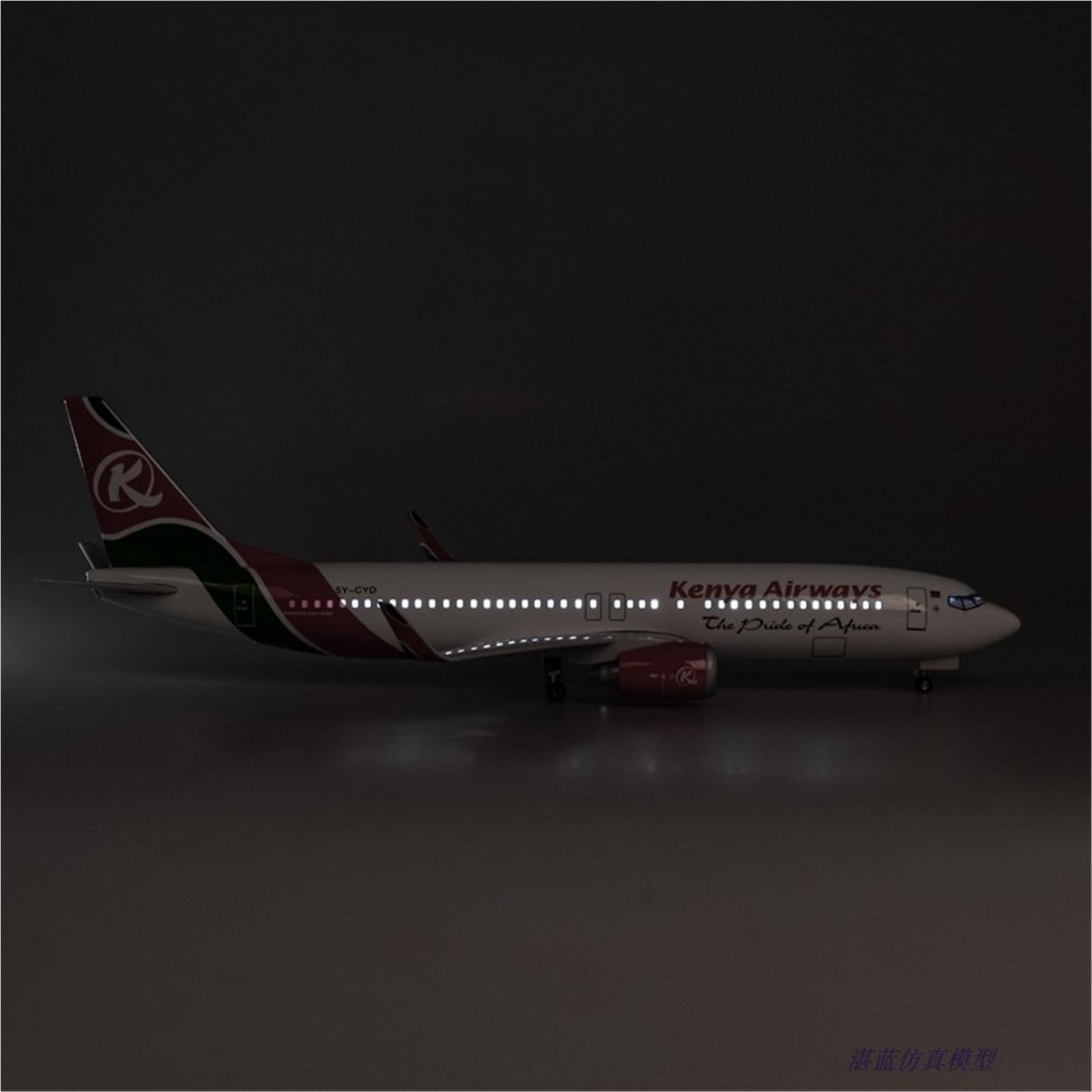 Vantor Repliki modeli samolotów Replika samolotów cywilnych w skali 1/85 47 cm Kenya Airways dla modelu samolotu Boeing 737 do wyświetlania miniaturowego w lotnictwie (ze światłem)