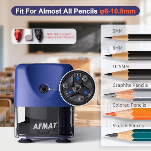 Sacapuntas eléctrico recargable AFMAT para lápices grandes de 6 a 11 mm 2