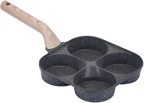 hoehew 4 Cup Nonstick Egg Pan 4 in 1 Breakfast Pan, Granite Omelette Skillet Pancake Maker with Divider for Eggs Pancakes Bacon Gas Induction black