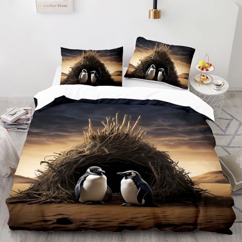 VOGIAY Housse de Couette Pingouin 240x260cm - Parure de Lit Garçon Fille - Housse de Couette Microfibre avec 2 Taies d'oreiller 65x65cm - Housse de Couette...