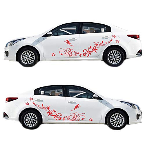 Image of Car Body Decals Carved Hollow Flower Butterfly Decorative Stickers Anti-Scratch for Cars, Vans, SUVs, Trucks,Set of 3 pcs (Red)