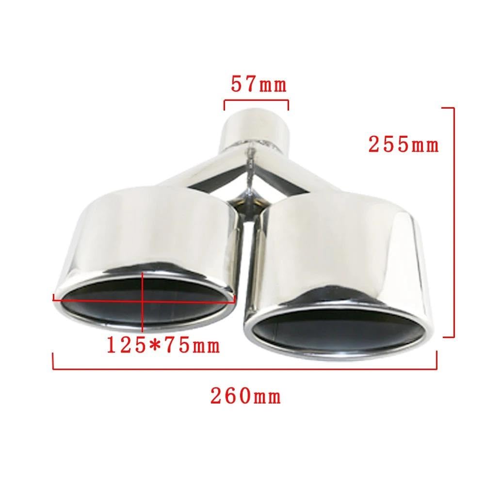 Coda Gola 1 Set Di Terminali Di Scarico Doppi In Acciaio Inossidabile Laminato Taiipipe Da 57 Mm, Ugello Universale Per Tubo Di Scarico Per Auto Doppi Tubi Scarico