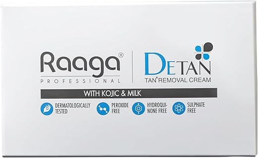 Raaga Professional De-Tan Pack | Tan Removal Cream with Kojic and Milk | Dermatologically Tested, Peroxide Free, Hydroquinone Free, Sulphate Free -…