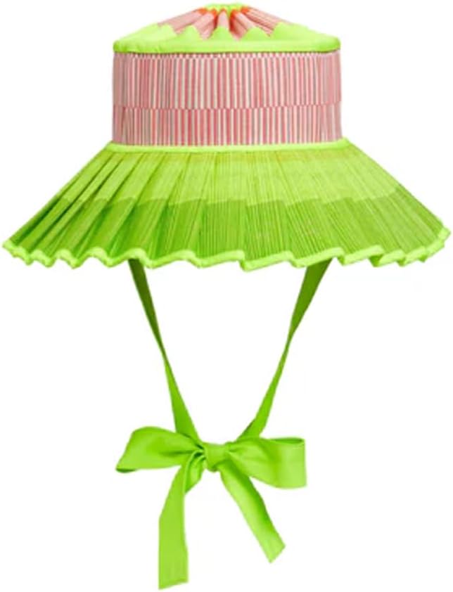 Lorna Murray Hat Pleated Sun Hat Straw Reversible Women, Wide Brim Foldable Outdoor Pleated Beach Sun Hat for Summer