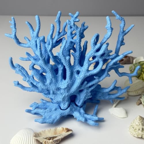 Image of Blue Aquarium Coral Fish Tank Decorations Aquarium Landscape | Realistic coral aquarium decoration, 5.9 inch x 4.7 inch , suitable for fish, works for freshwater /saltwater tanks, easy to clean