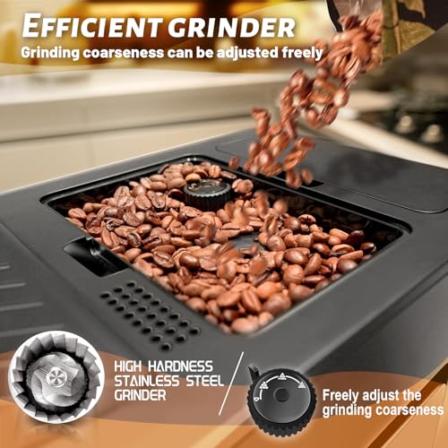 Coffee Maker for Cappuccino Brew: Single Serve Espresso Machine Automatic with Built-In Grinder - Classic Milk Frother for Kitchen Office Cafetera - Image 3