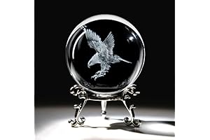 3D Engraved Eagle Crystal Ball with Stand