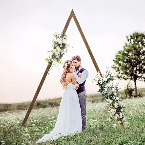 Rustic Farmhouse Triangle Wood Arch - 8.2FT Wedding & Garden Arbor Backdrop Stand for Parties Outdoor Events and Garden Decorations (Triangle)