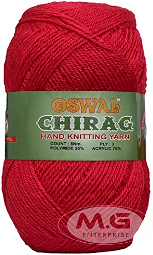 Image of M.G ENTERPRISE Chirag Candy RedSoft Wool Yarn 200 Needle Knitting & Crochet Thread for Art Craft