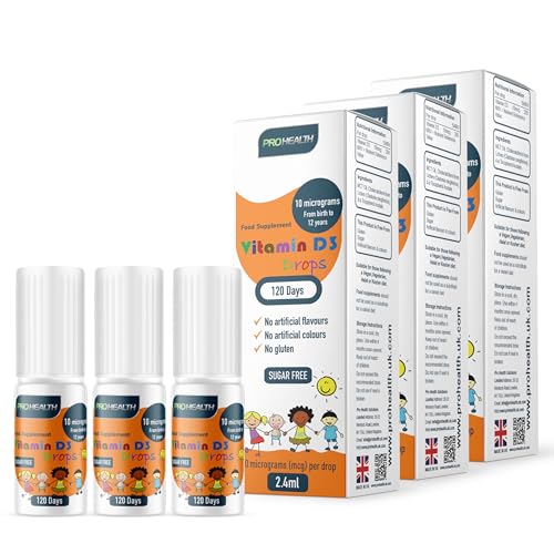 ProHealth 10 UG 120 Drops- Daily Vitamin D3 Supplement for Infant and Young Children (Pack of 3)