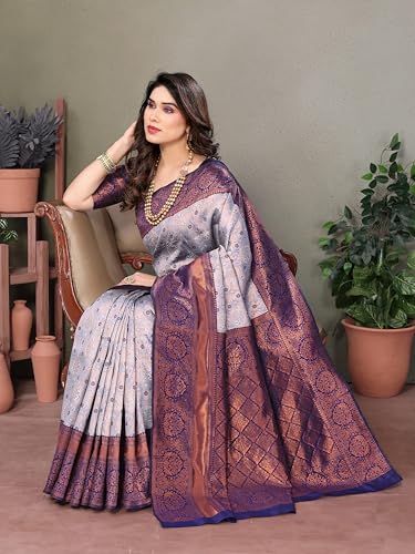 Image of Women's Kanjivaram Soft Silk Banarasi Saree With Blouse Piece | Banarasi Sari For Women | Saree with Blouse piece