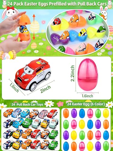 24 Pack Carros de Carrera para Pascua Mini Pull Back miniatura 2