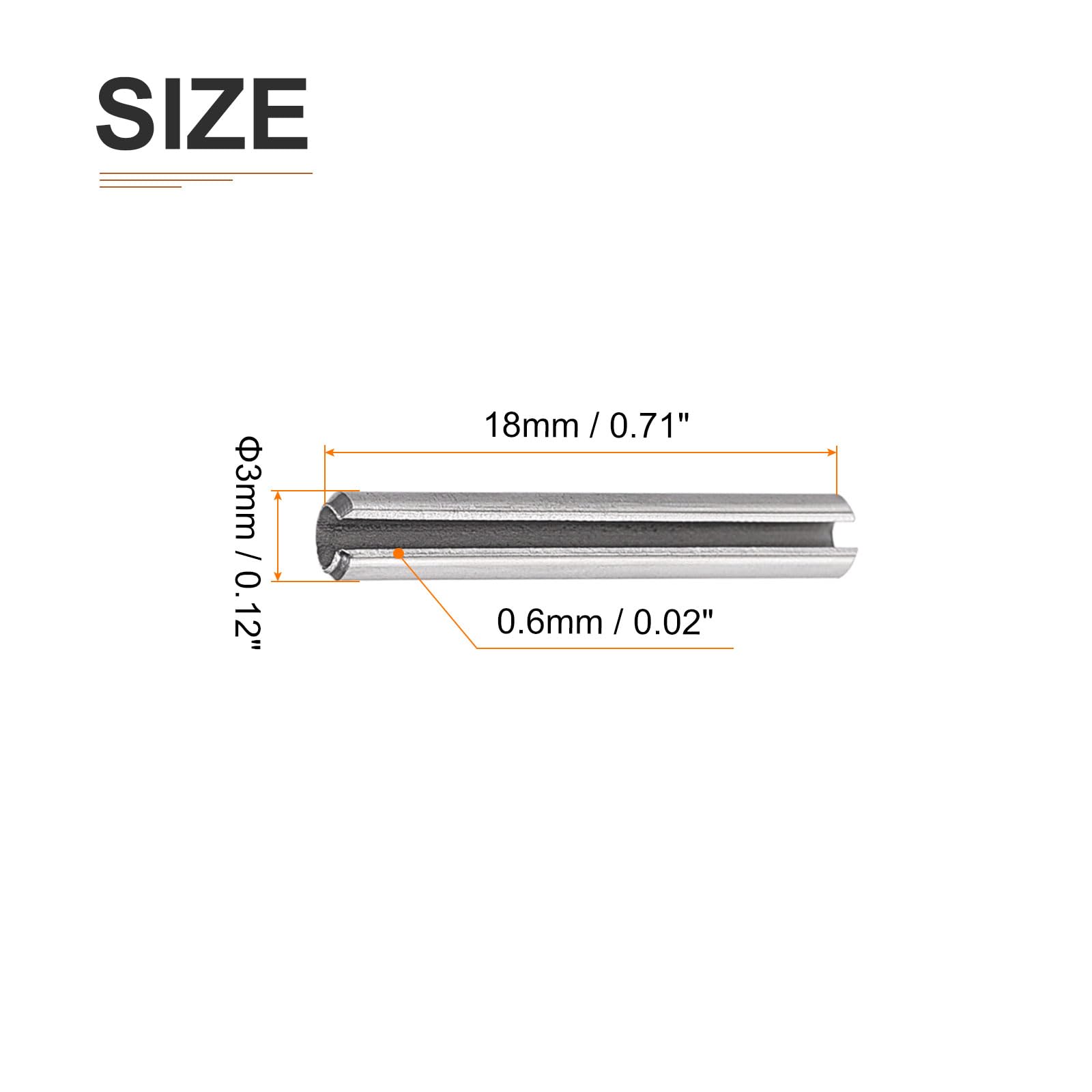DTGN 3mmx18mm(DxL) Slotted Spring Pin, 50Pack, Good for Home Machine Fastener - Image 2