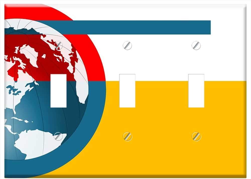 Switch Plate Triple Toggle - World Globe Banner Business Logo Sphere Global 1