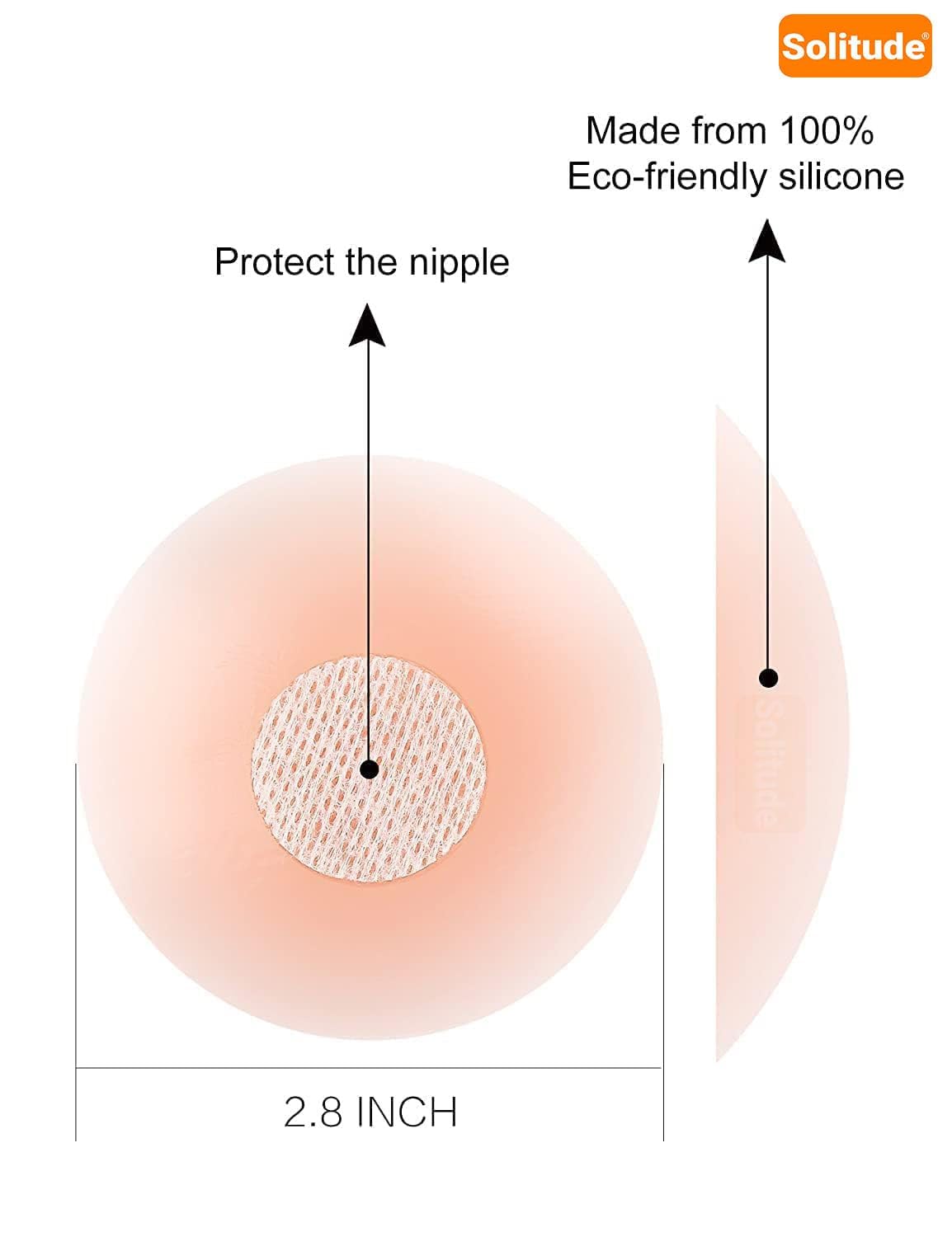 Solitude 4 Pcs Reusable Nipple Covers with Case | Comfortable & Natural Invisible Self Adhesive Washable Silicone Pasties for Women (Skin Color) - Image 3 thumbnail