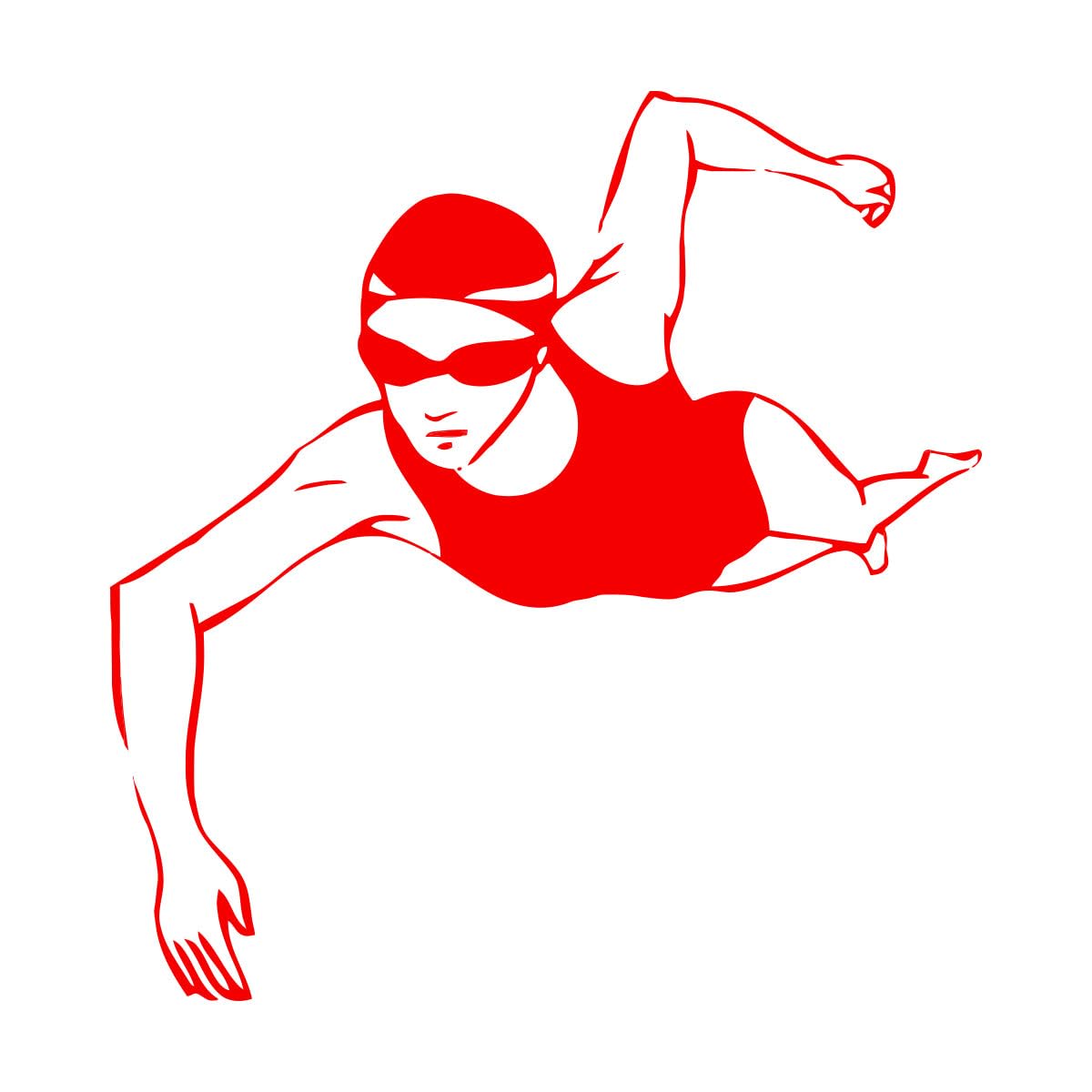 Vinyl Art Sticker Swimmer Woman Sports Swimming 81x84.6cm Removable Without Leaving Glue Extra Large red — image 1