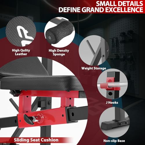 Image of OPPSDECOR Standard Weight Bench Set with Squat Rack, 900LBS Adjustable Bench Press Set with Leg Extension and Leg Curl, Foldable Flat Incline Decline Workout Bench for Home Gym Full Body Training