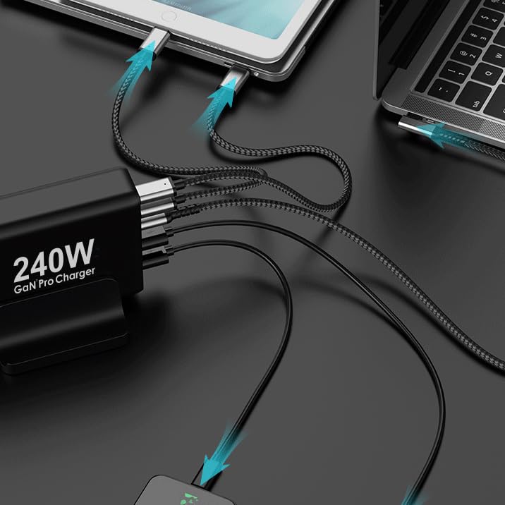 Tobetravel 240W USB C Charger, GaN Tech 5-Ports PD 100W PPS45W QC3.0 30W Super Fast Charging Station for MacBook Pro iPad iPhone 15 14 Samsung S23 S22 Pixel and More - image 3
