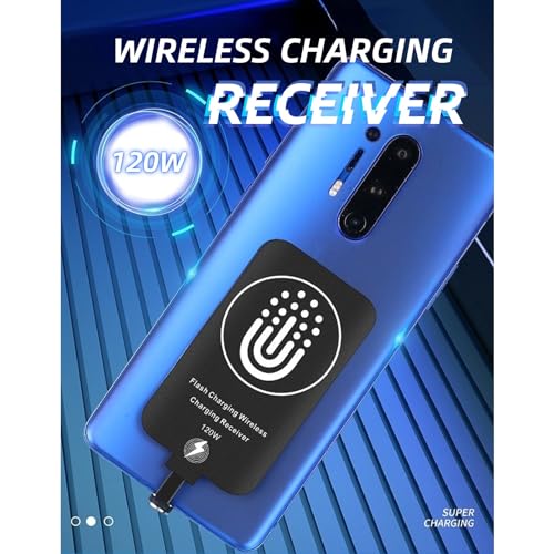 Magnetic Dual Purpose Wireless Charging Receiver, 120W Magnetic Cable, 10W Thin Receiver for Galaxy A51 A40 A20E with Fast Charging Support