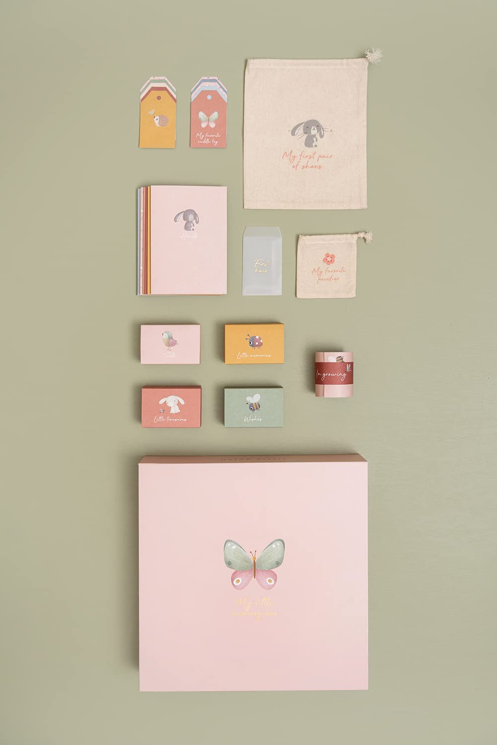 Little Dutch - Erinnerungsbox Flowers & Butterflies Rosa, 30x30x6 cm