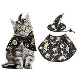 Hying Halloween Pet Black Witch Cloak for Cosplay Party Decoration, Cat Witch Hat Cosplay Costumes for Puppy Kittens Pet Accessories