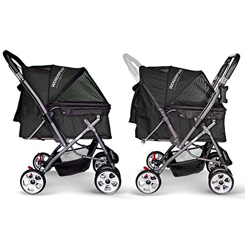WONDERFOLD P1 Folding Pet Stroller with Zipperless Entry & Reversible Handle Bar Featuring Storage Basket, Tear… - Image 4
