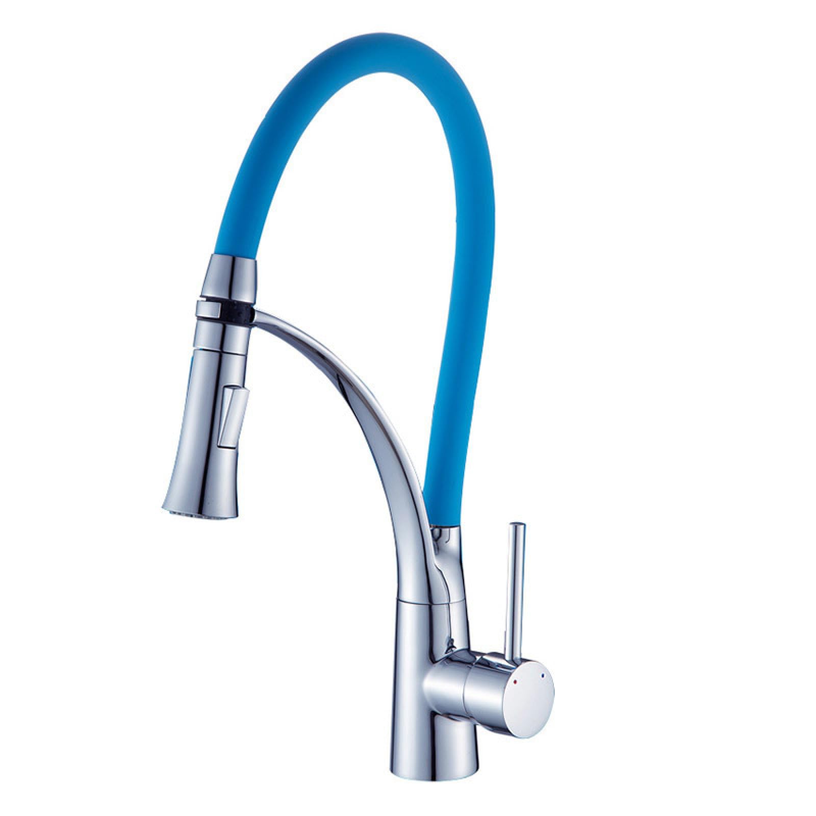 Grifo de tubo de goma universal tubo de silicona, cuenco de cocina de goma fría y caliente, grifo extraíble de goma, azul universal (incluido el tubo de entrada de agua)