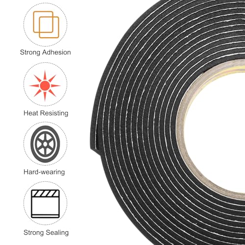 Image of uxcell 2pcs Rolls Single Sided Foam Tape Removeable EVA Sponge Mounting Tape Strong Adhesive Tape Strips(Black, 16ft x 2 inch x 1 /8 inch) for Home Paint Wall Hanging Poster Decor