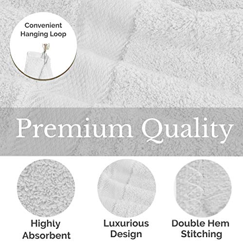 Luxus 6 Stück Handtuch Set Weiß - 2 Badetücher, 2 Handtücher, 2 Waschlappen, Plus 2 Bonus Waschlappen - 100% organische… – Bild 4