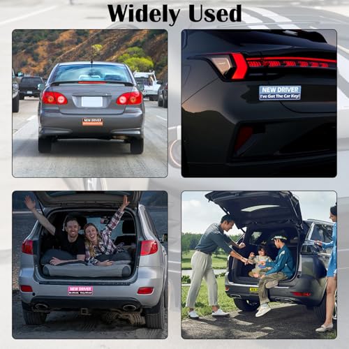 Image of 5Pcs Magnetic Car Stickers, New Magnetic Student Driver Stickers Warning Reflective Signs Car Decoration for Students Novices as Auxiliary Equipment Supplies