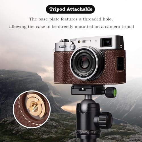 VOVMOEYA X100VI Case,PU Leather Camera Half Case Compatible with Fujifilm X100VI Digital Camera - Brown - Image 4