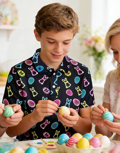 Cuddomper Easter Day Boys Golf Polo Shirts Clothes Egg Rabbit 13-14 Years — view 4