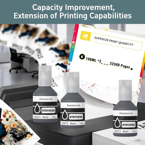 Image of KOSH BTD100 Refill Ink Compatible with Brother DCP-T236,DCP-T230, DCP-T436W, DCP-T430W, DCP-T535DW, DCP-T530DW, DCP-T730DW, DCP-T830DW, MFC-T930DW Printers