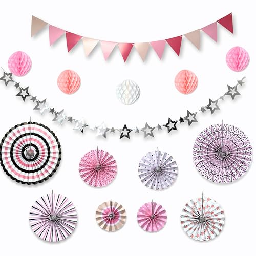 Éventails en papier rose pour anniversaire et baptême : créez une ambiance douce et festive