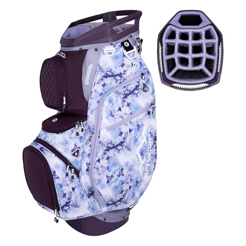 Sun Mountain 2025 Diva 14 Way Divider Golf Bag with 8 Spacious Pockets - Stylish Women's Lightweight Golf Cart Bag with Comfortable Carry Strap for a Seamless Golf Experience - Purple Mosaic